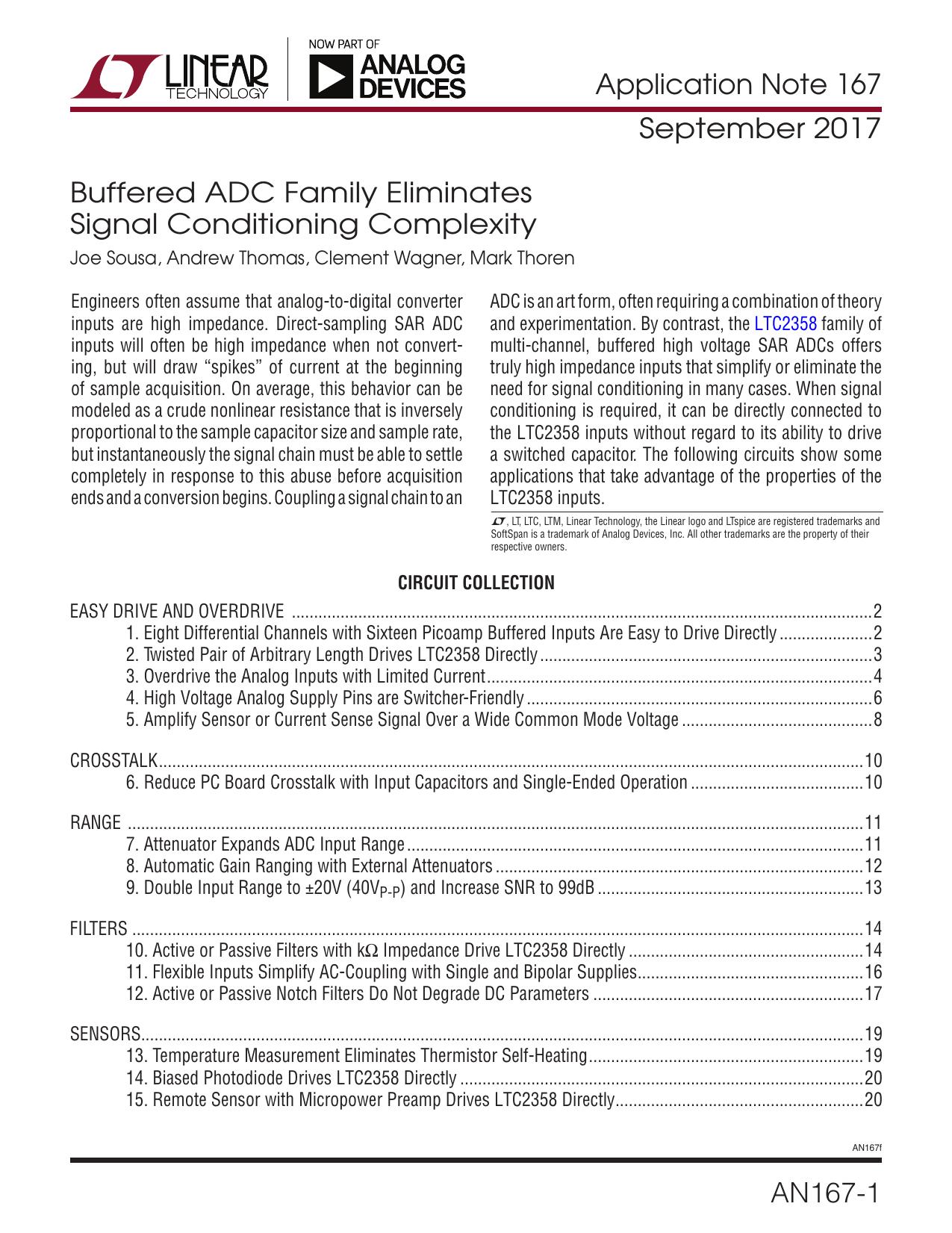 AN167: Buffered ADC Family Eliminates Signal Conditioning Complexity by Linear Technology Corporation