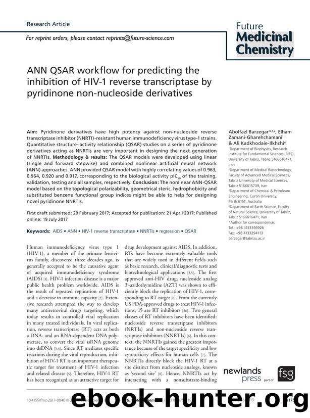 ANN QSAR workflow for predicting the inhibition of HIV-1 reverse transcriptase by pyridinone non-nucleoside derivatives by Abolfazl Barzegar