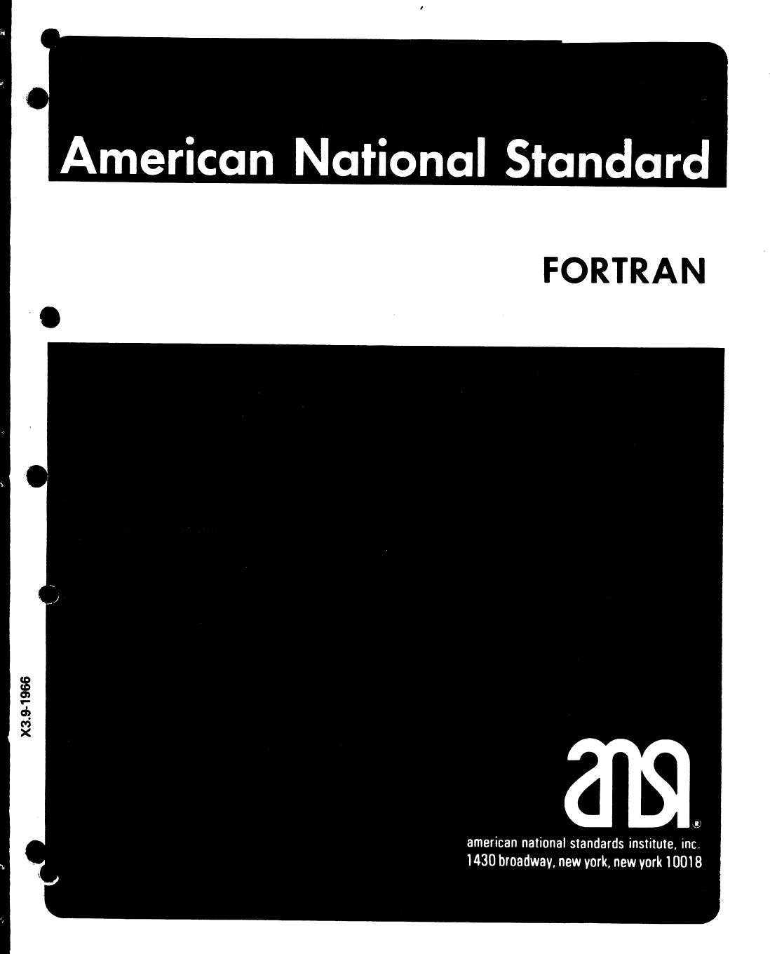 ANSI X 3.9 1966 Fortran 66 by American National Standards Institute