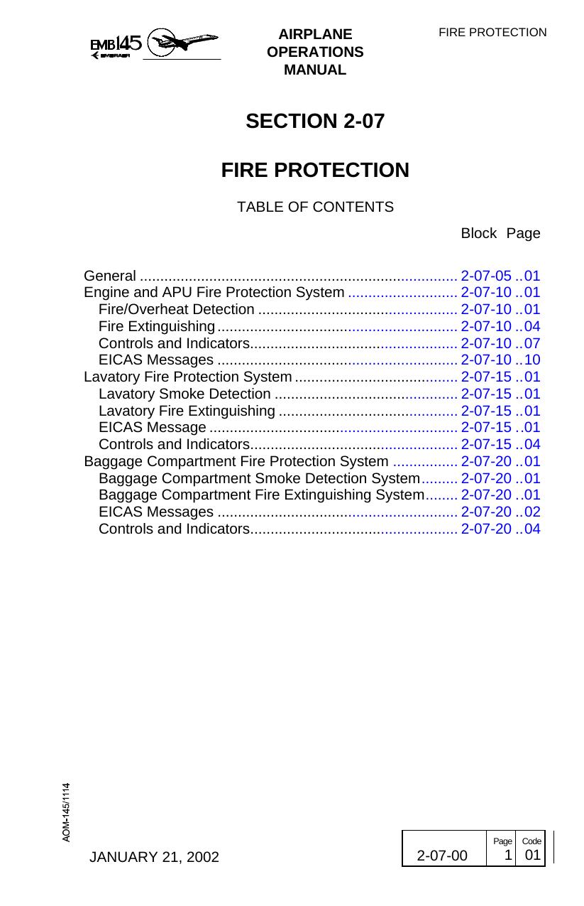 AOM-1451114-05 - SECTION 2-07 - FIRE PROTECTION by EMBRAER