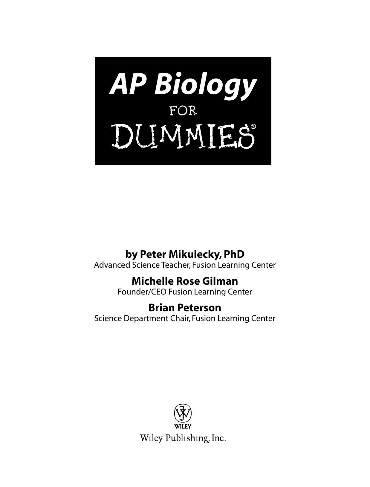 AP Biology for DUMmIES by Unknown