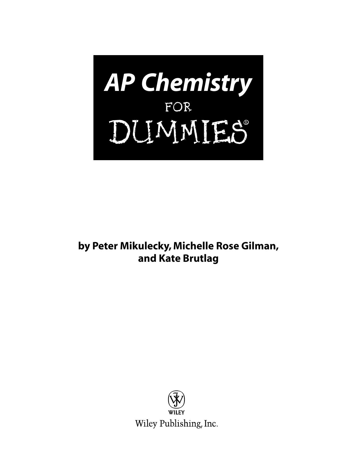 AP Chemistry for DUMmIES by Unknown