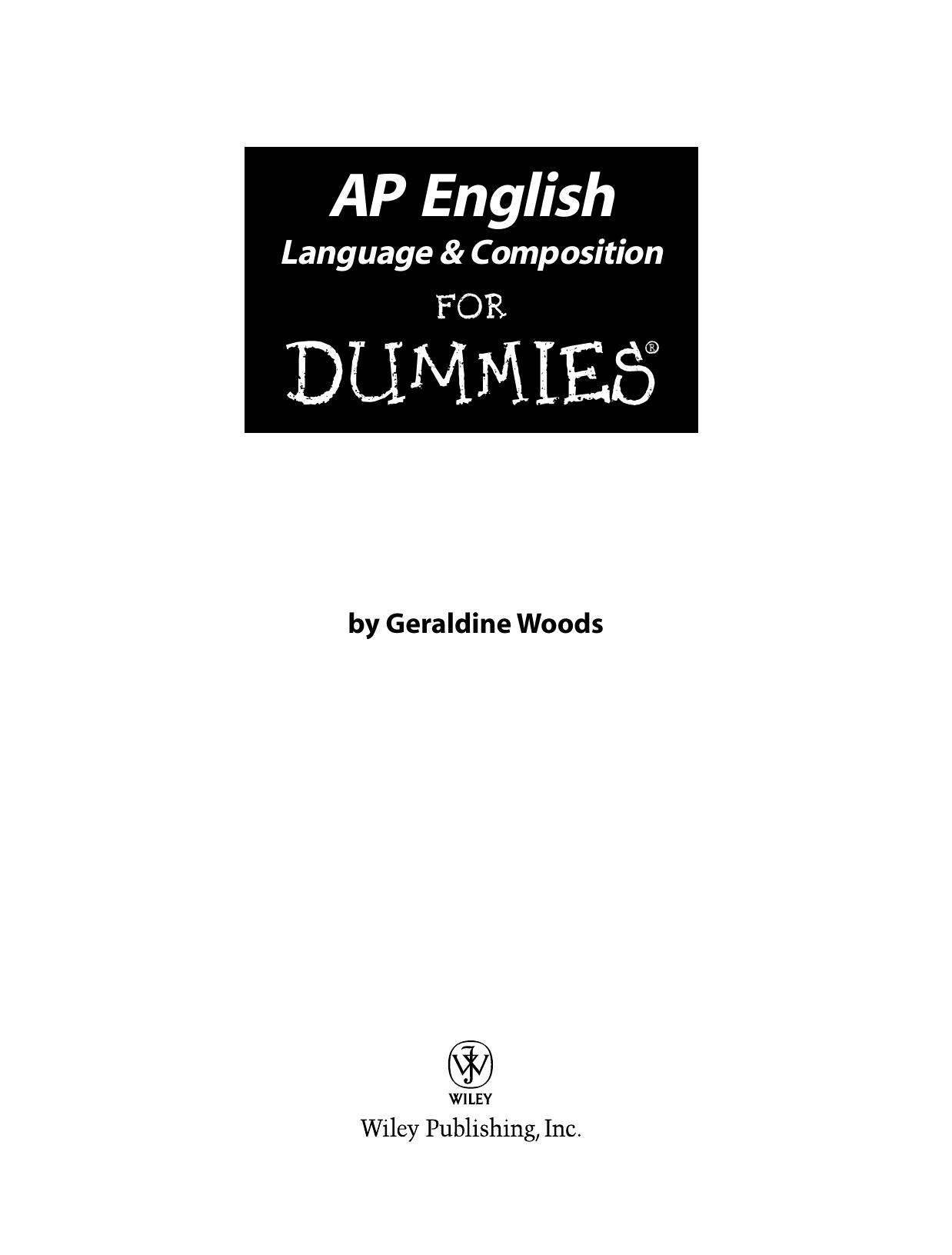 AP English Language & Composition for Dummies (ISBN by 0470386401)