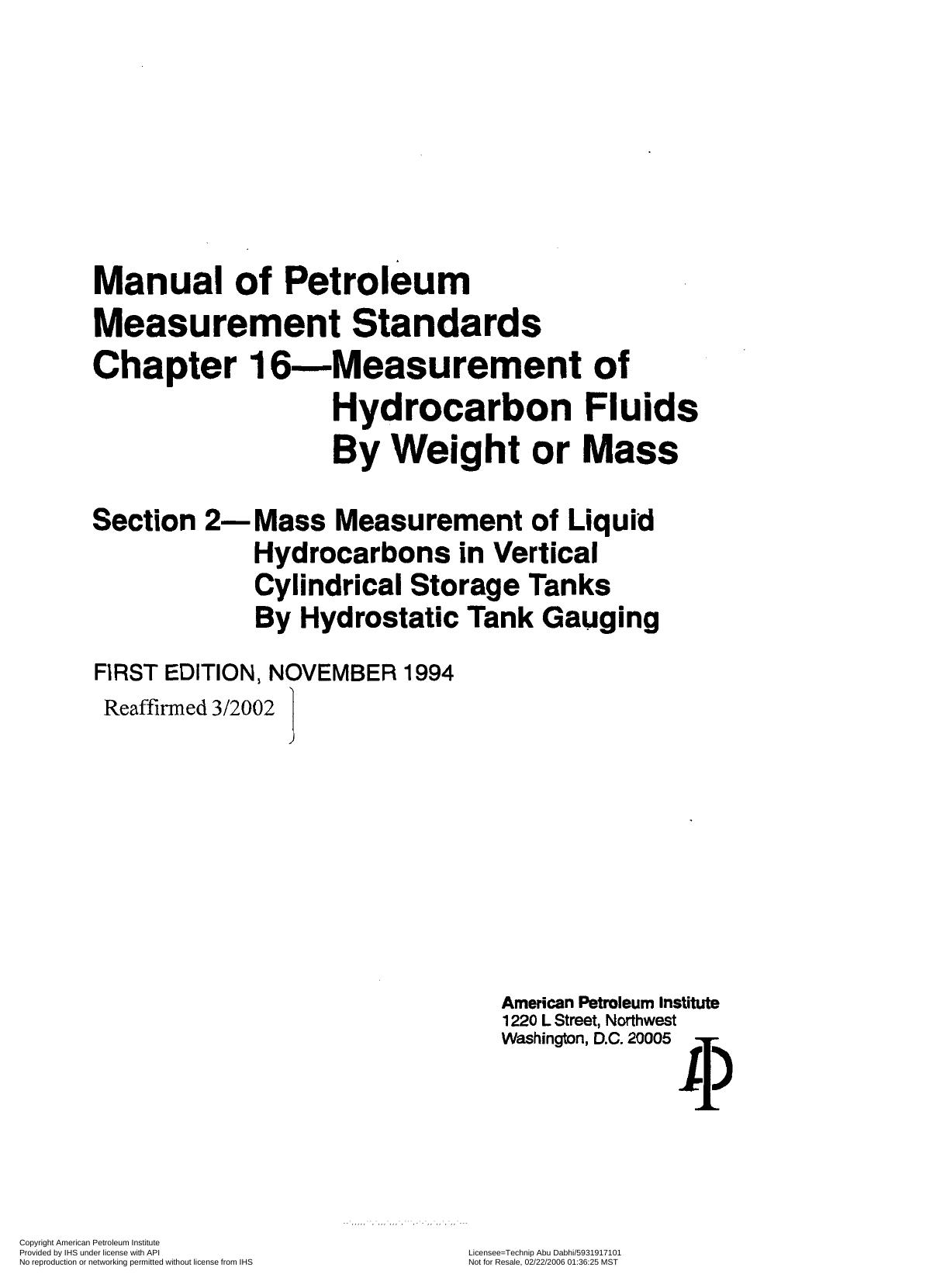 API MPMS Chapter 16.2 by Unknown