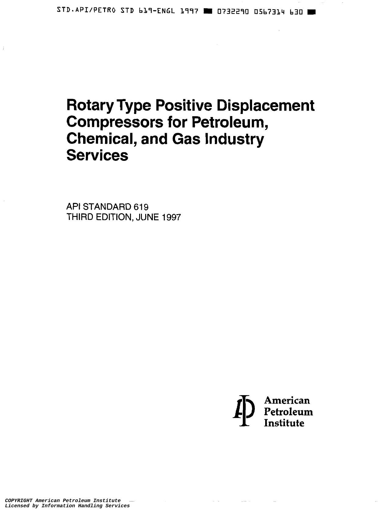 API St 619, Rotary Type Positive Displacement Compressor by Unknown