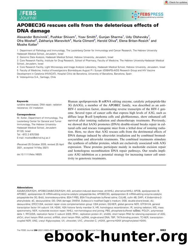 APOBEC3G rescues cells from the deleterious effects of DNA damage by Unknown
