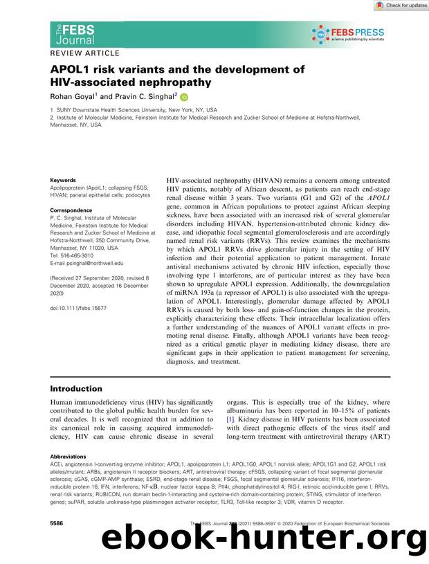 APOL1 risk variants and the development of HIVâassociated nephropathy by Unknown