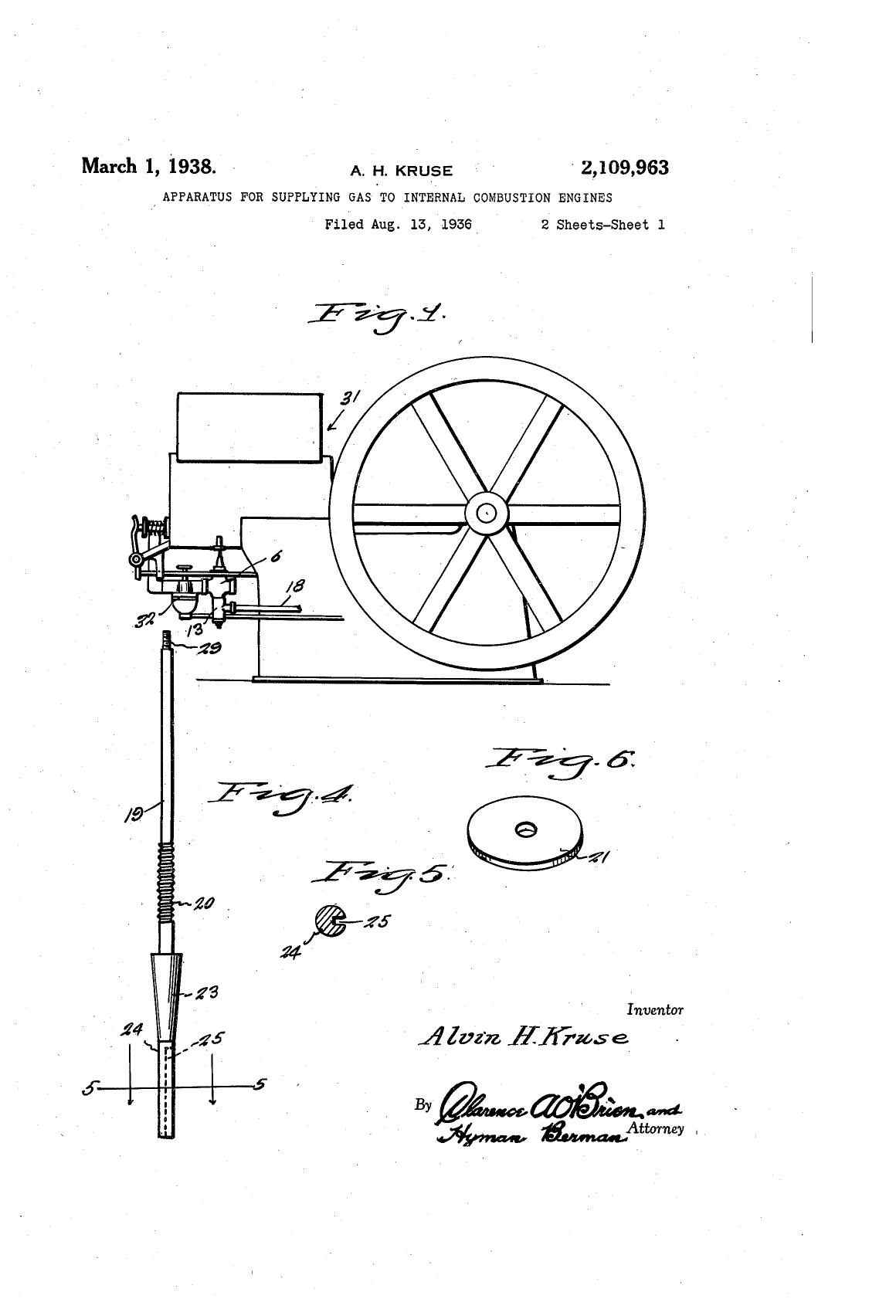 APPARATUS FOR SUPPLYING GAS TO IN by Alvim H. Kruse Alvim H. Kruse