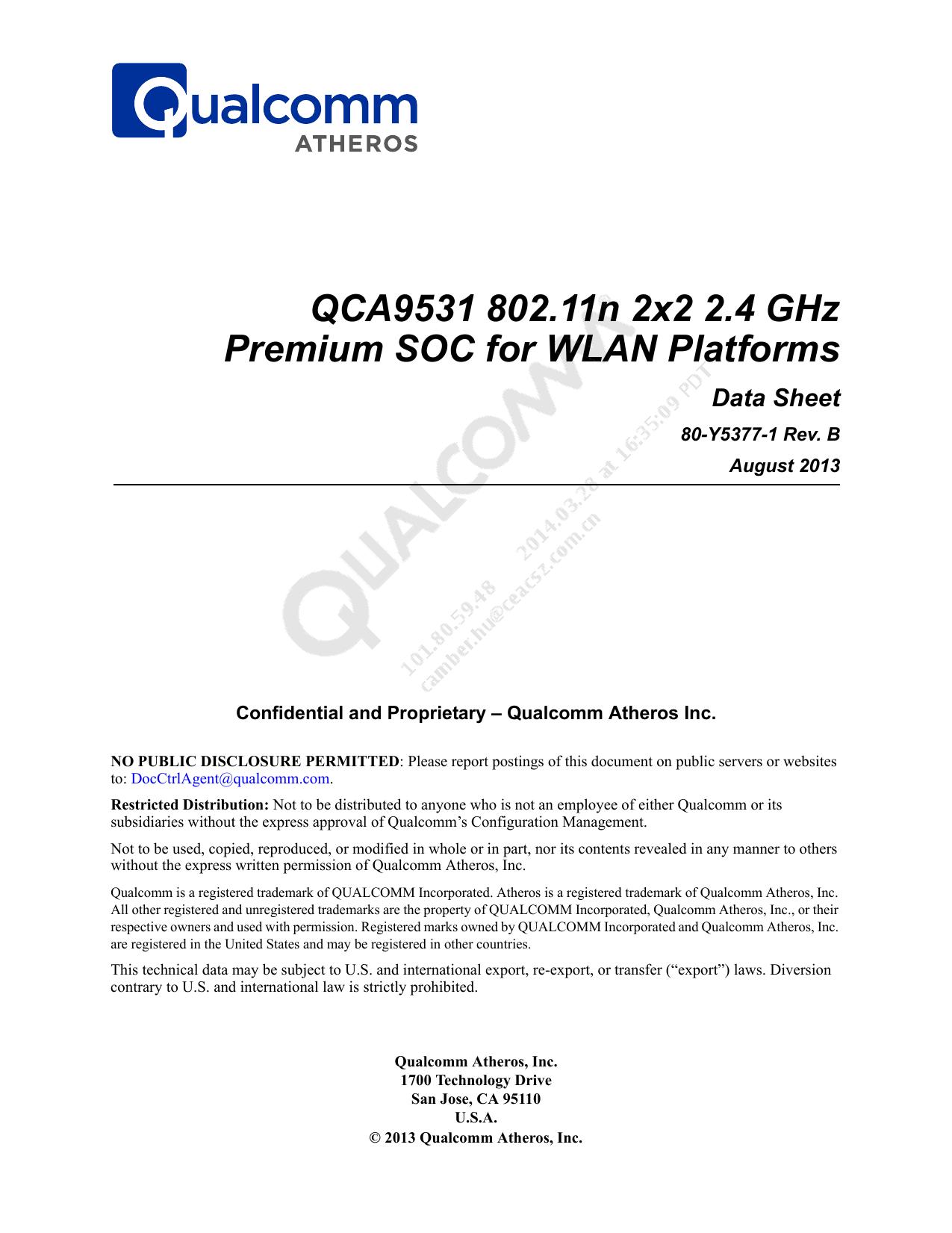 AR9341 Data Sheet by Unknown