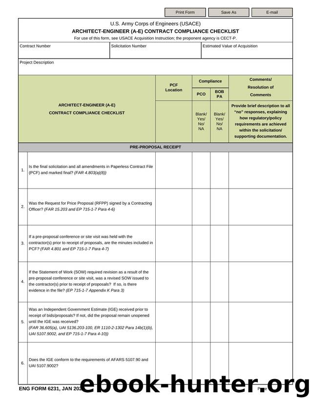 ARCHITECT-ENGINEER (A-E) CONTRACT COMPLIANCE CHECKLIST by Darwin Chen