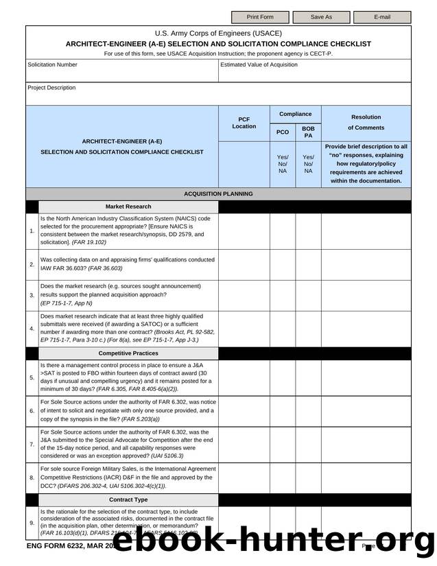 ARCHITECT-ENGINEER (A-E) SELECTION AND SOLICITATION COMPLIANCE CHECKLIST by Darwin Chen