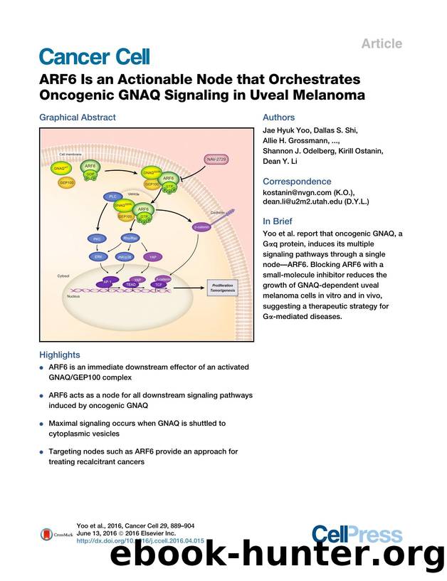 ARF6 Is an Actionable Node that Orchestrates Oncogenic GNAQ Signaling in Uveal Melanoma by unknow