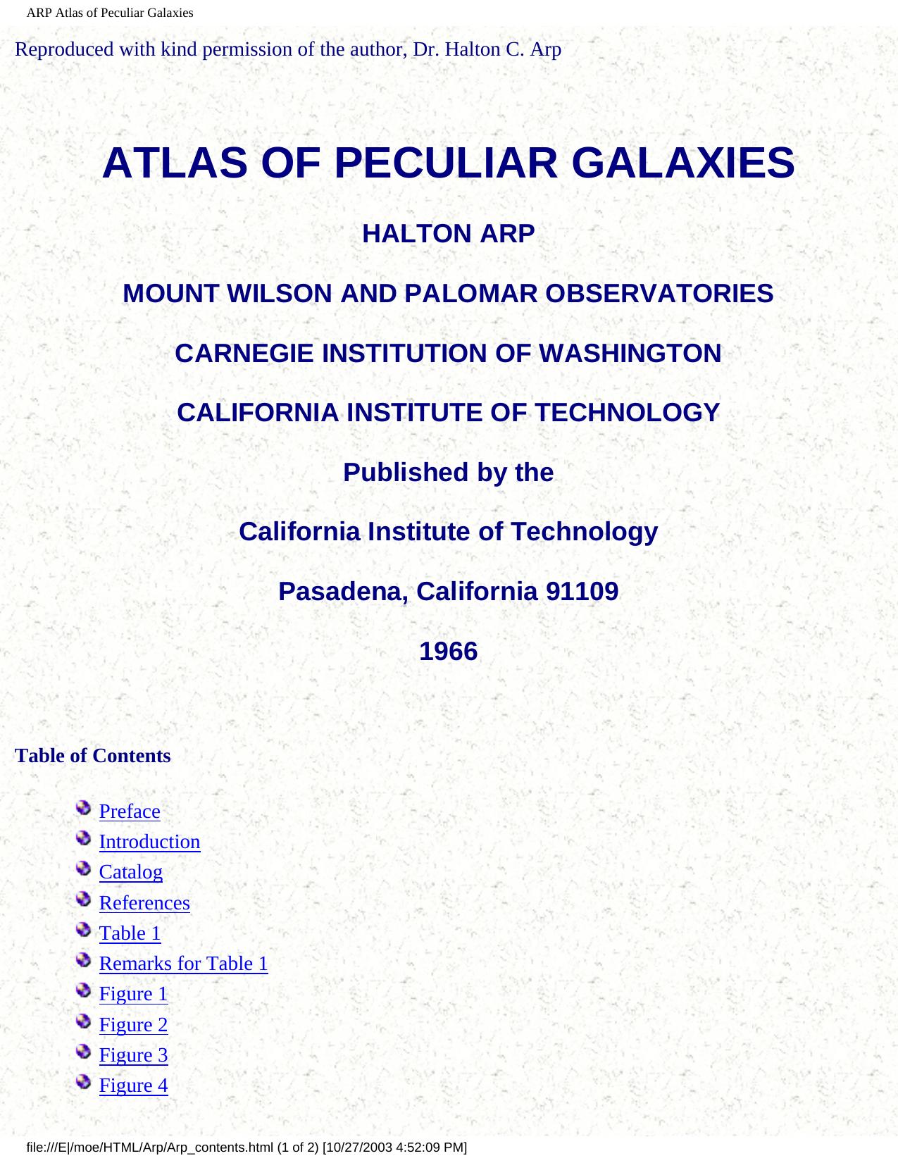 ARP Atlas of Peculiar Galaxies by Halton Arp