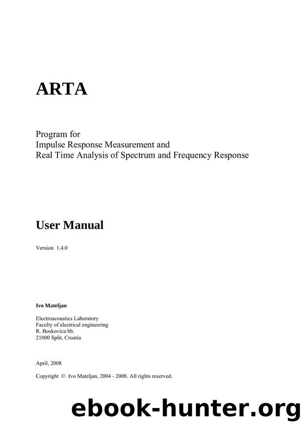 ARTA User Manual by Ivo Mateljan