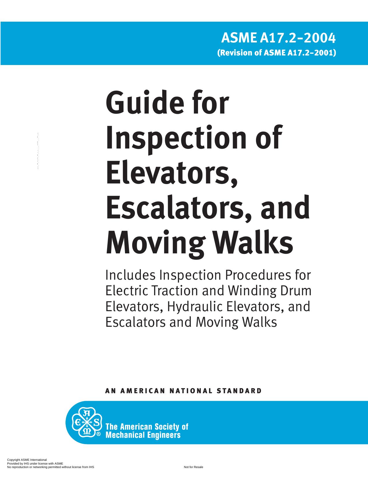ASME A17.2 Guide for Elevator Inspection by ASME
