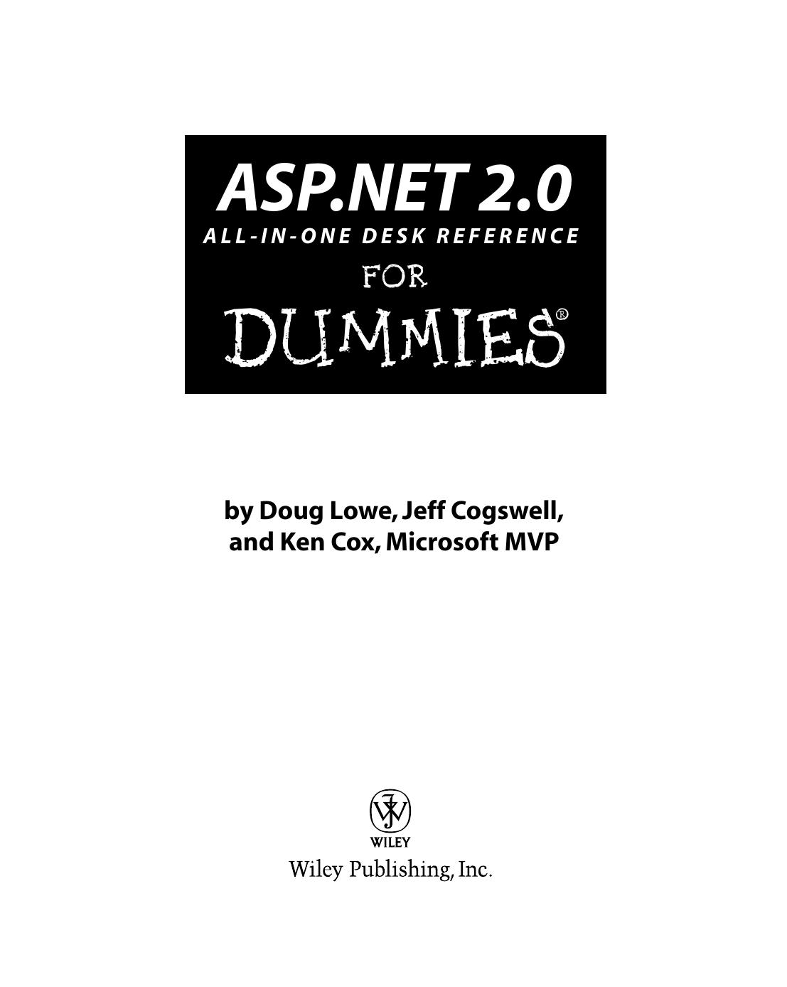 ASP.NET 2.0 All-In-One Desk Reference for DUMmIES by Unknown