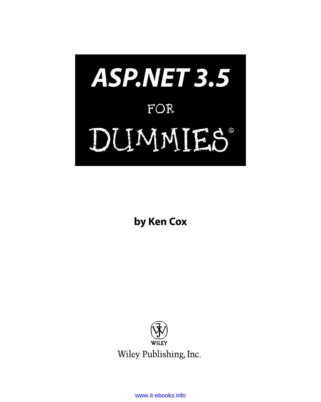 ASP.NET 3.5 For Dummies by Ken Cox
