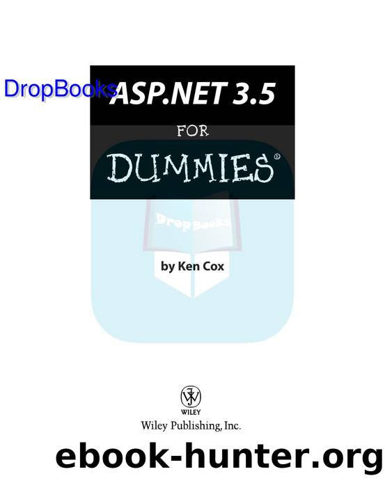 ASP.NET 3.5 for Dummies ISBN by 0470195924 DropBooks APP