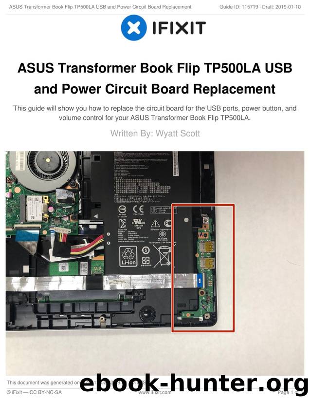 ASUS Transformer Book Flip TP500LA USB and Power Circuit Board Replacement by Unknown