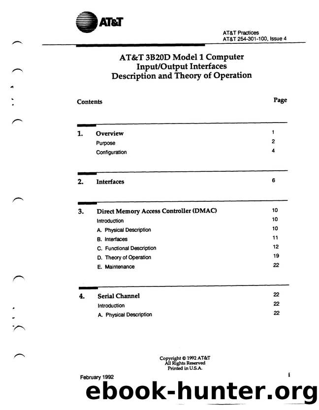 AT&T 3B20D Model 1 Computer InputOutput Interfaces Description and Theory of Operation by AT&&T |