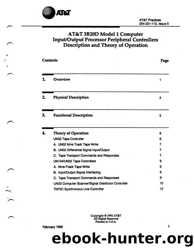 AT&T 3B20D Model 1 Computer InputOutput Processor Peripheral Controllers Description and Theory of Operation by AT&&T |