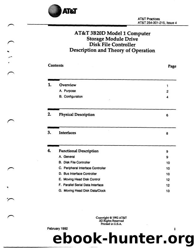 AT&T 3B20D Model 1 Computer Storage Module Drive Disk File Controller Description and Theory of Operation by AT&&T |