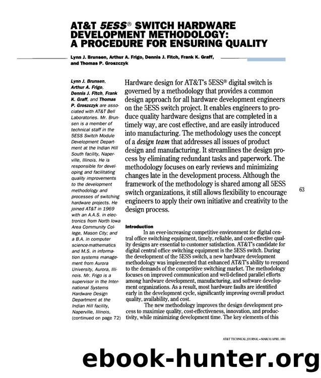 AT&T 5ESS Switch Hardware Development Methodology: A Procedure for Ensuring Quality by Unknown