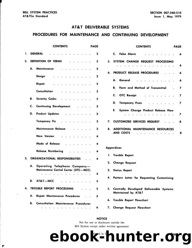 AT&T Deliverable Systems Procedures for Maintenance and Continuing Development by AT&&T