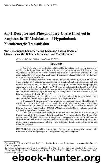 AT-1 Receptor and Phospholipase C Are Involved in Angiotensin III Modulation of Hypothalamic Noradrenergic Transmission by Unknown