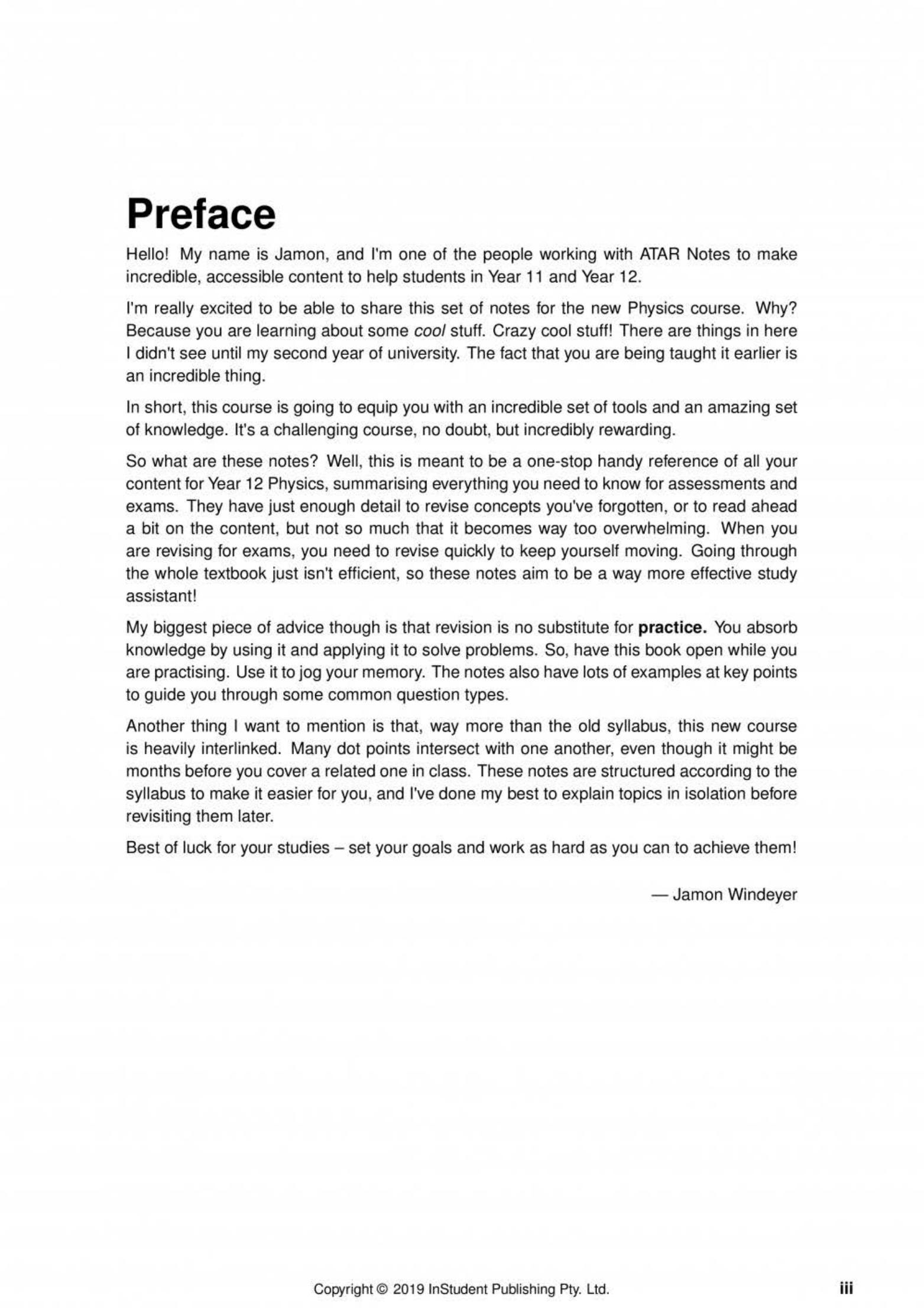 ATAR Notes HSC Year 12 Physics (2019) by Jamon Windeyer