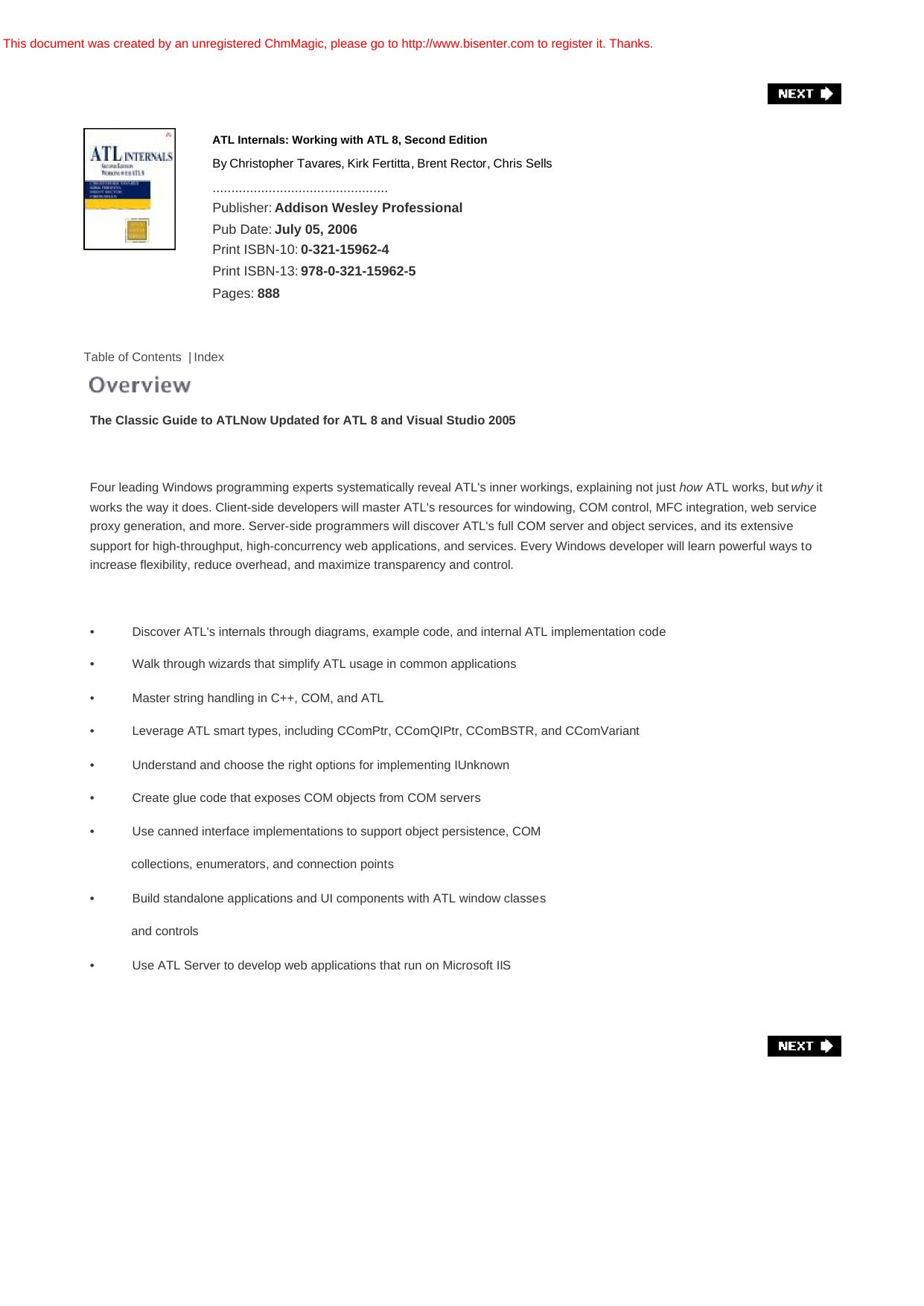 ATL Internals: Working with ATL 8 by Christopher Tavares Kirk Fertitta Brent E. Rector Chris Sells