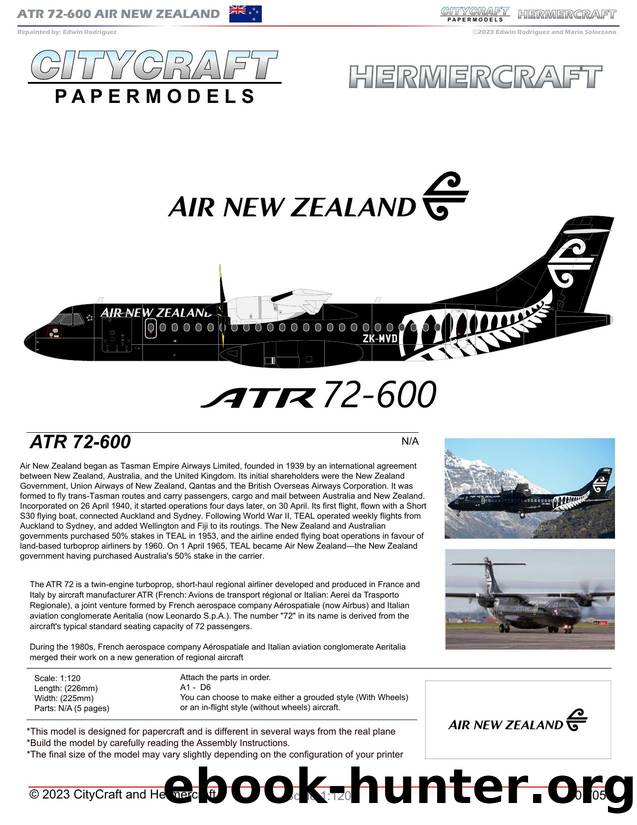 ATR 72-600 AIR NEW ZEALAND ALL BLACKS 120 by Unknown