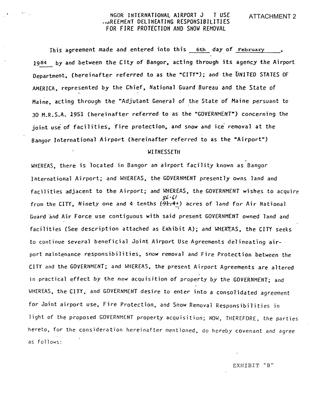 ATTACHMENT 2 (Joint Use Agreement 2-6-1984) by Unknown