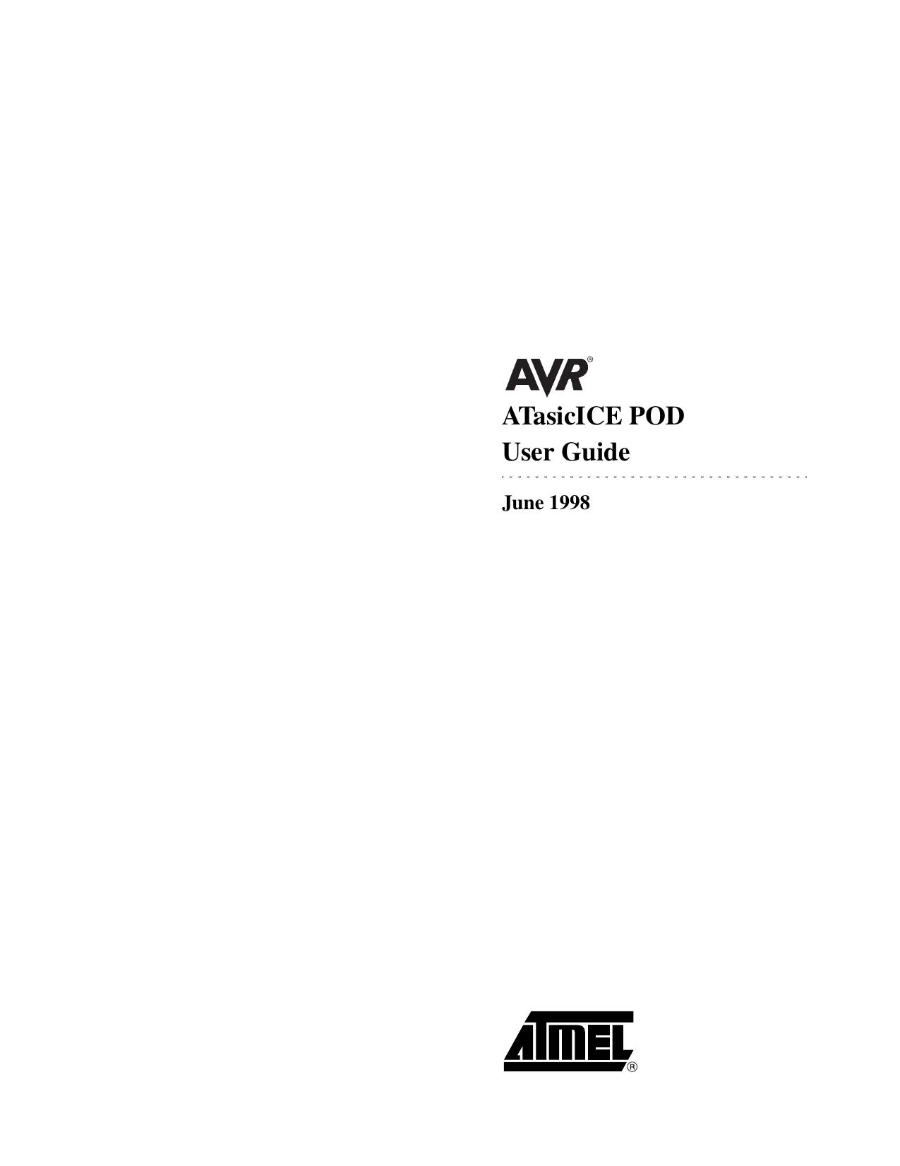 AVR ATasicICE POD User Guide by Unknown