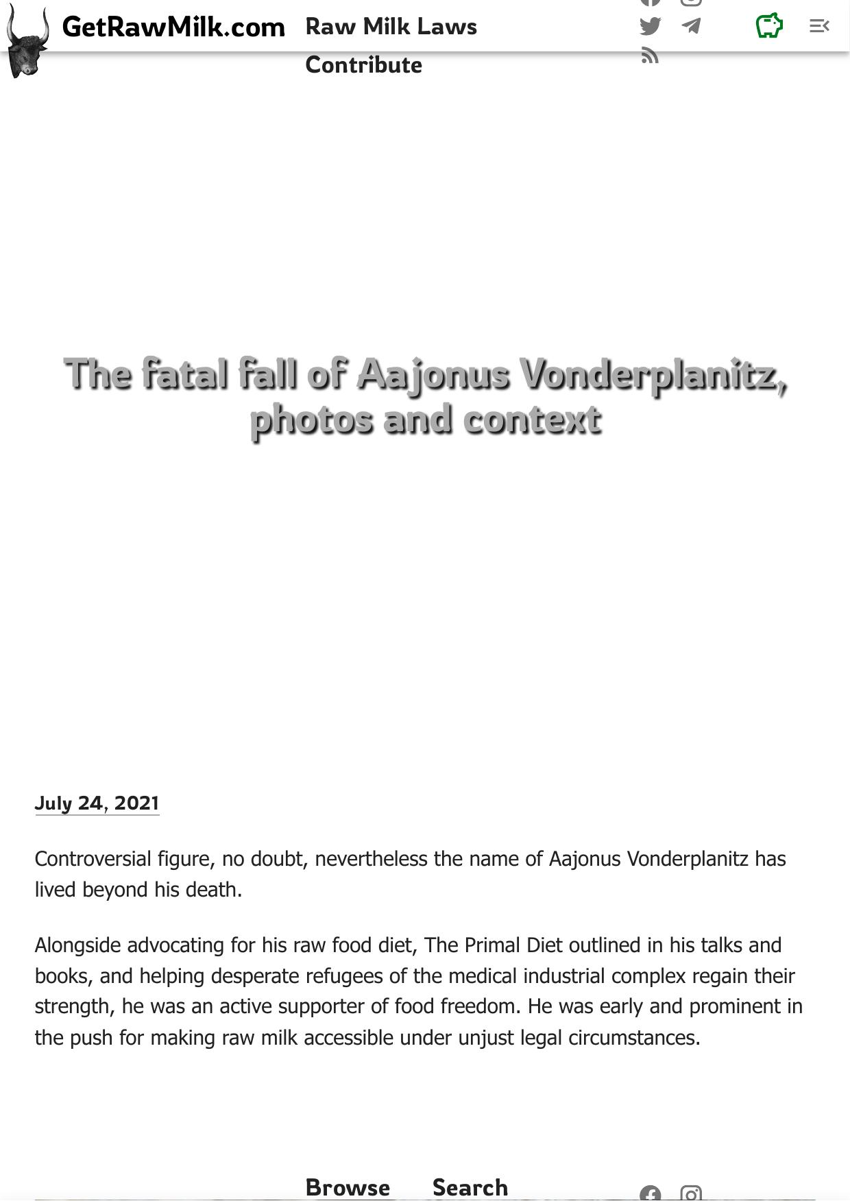Aajonus Vonderplanitz : Obituary to Father of Raw Food movement by Aajonus Vonderplanitz JIM ELLINGSON