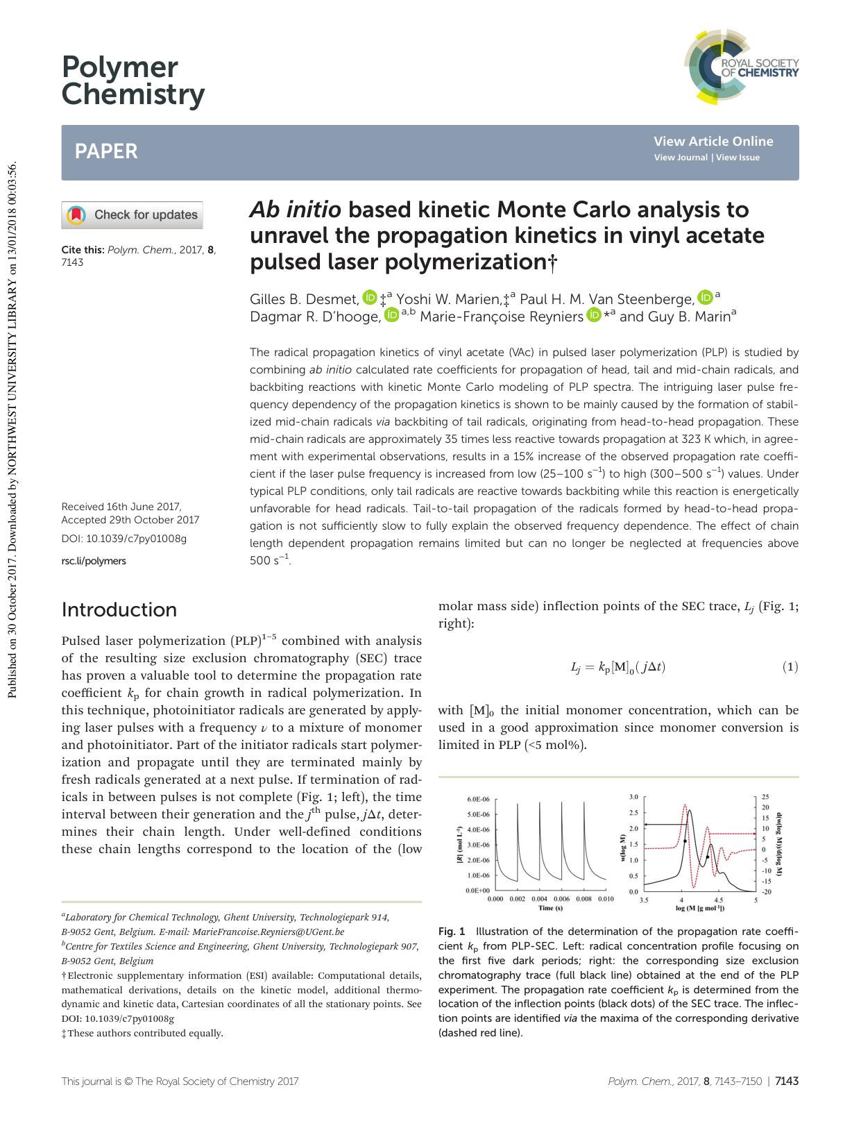 Ab initio based kinetic Monte Carlo analysis to unravel the propagation kinetics in vinyl acetate pulsed laser polymerization by unknow