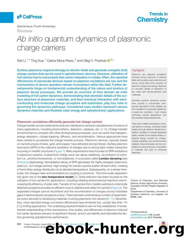Ab initio quantum dynamics of plasmonic charge carriers by Wei Li & Ting Xue & Carlos Mora-Perez & Oleg V. Prezhdo