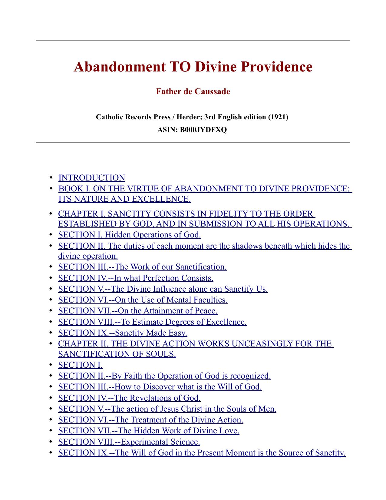 Abandonment to Divine Providence by Jean-Pierre de Caussade