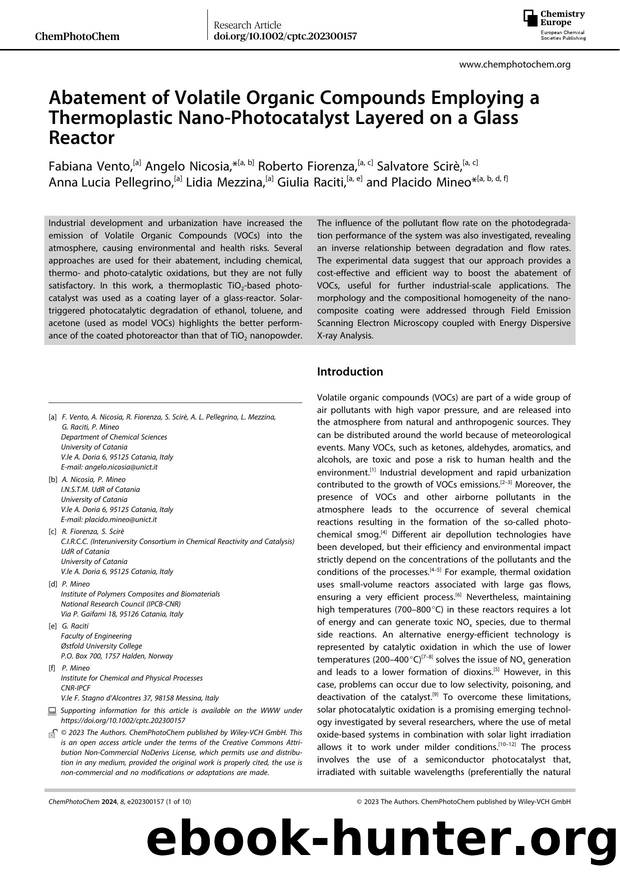 Abatement of Volatile Organic Compounds Employing a Thermoplastic NanoâPhotocatalyst Layered on a Glass Reactor by Unknown