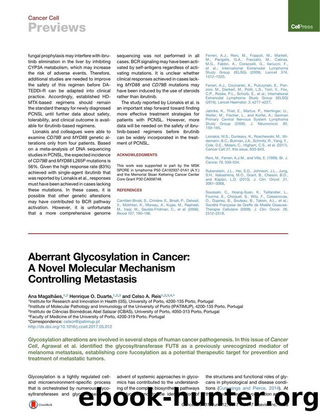 Aberrant Glycosylation in Cancer: A Novel Molecular Mechanism Controlling Metastasis by Ana Magalhães & Henrique O. Duarte & Celso A. Reis