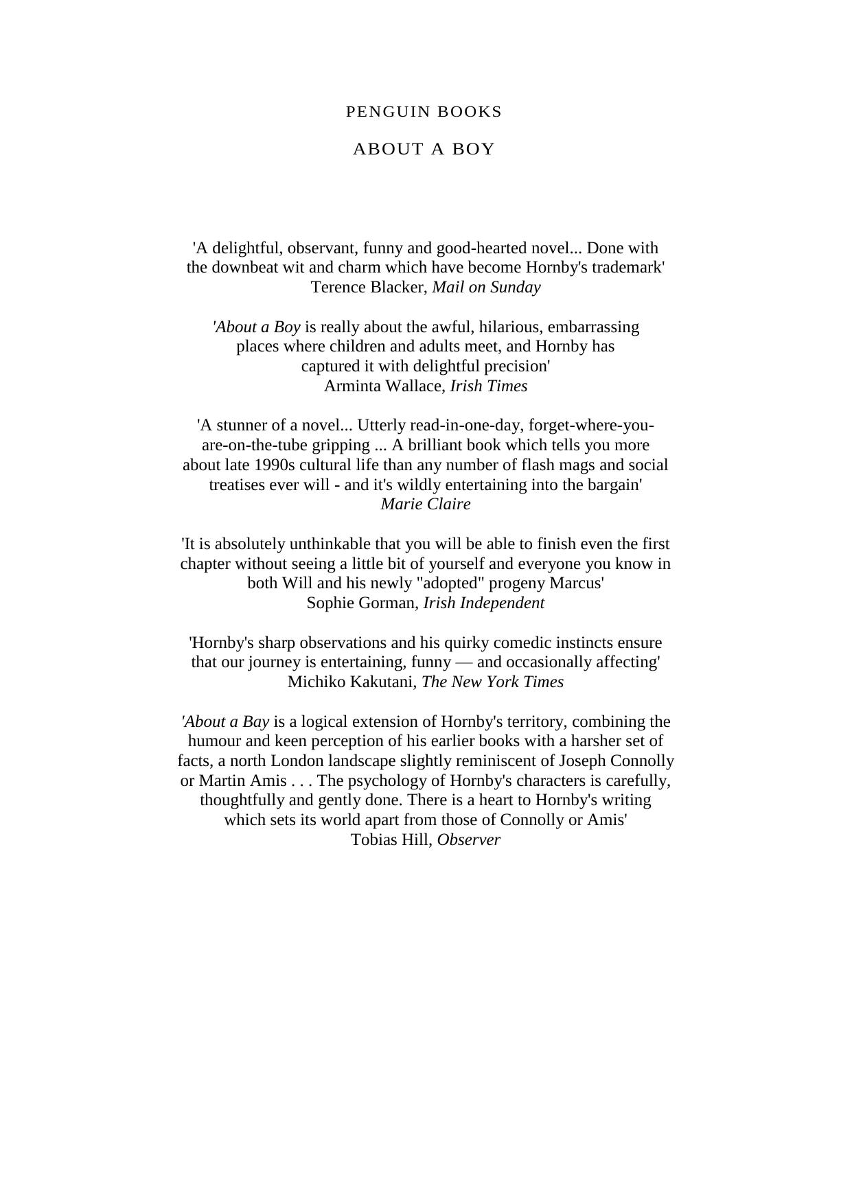 About a Boy by Nick Hornby
