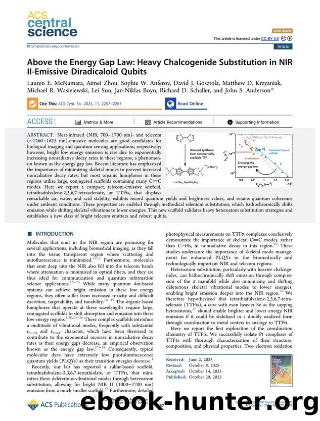 Above the Energy Gap Law: Heavy Chalcogenide Substitution in NIR II-Emissive Diradicaloid Qubits by unknow