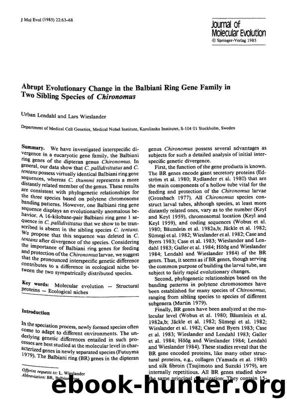 Abrupt evolutionary change in the Balbiani ring gene family in two sibling species of <Emphasis Type="Italic">Chironomus <Emphasis> by Unknown