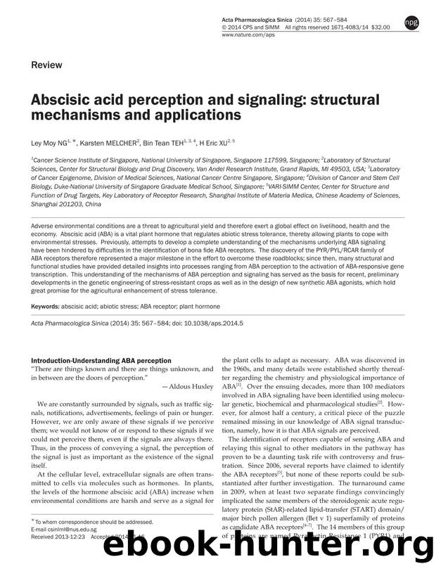 Abscisic acid perception and signaling: structural mechanisms and applications by Ley Moy Ng & Karsten Melcher & Bin Tean Teh & H Eric Xu