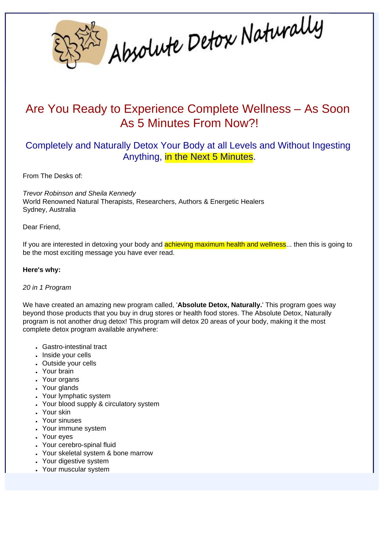 Absolute Detox Naturally Program. by Best of Kuszter's Collection