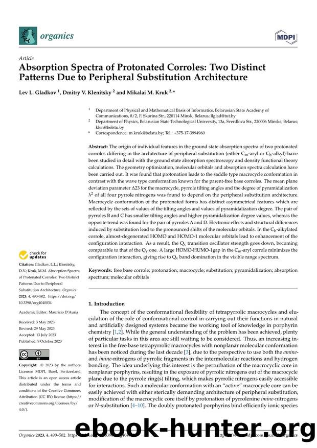 Absorption Spectra of Protonated Corroles: Two Distinct Patterns Due to Peripheral Substitution Architecture by Lev L. Gladkov Dmitry V. Klenitsky & Mikalai M. Kruk