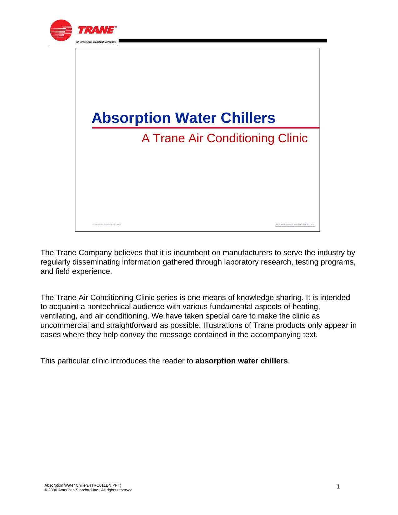 Absorption Water Chillers by Trane