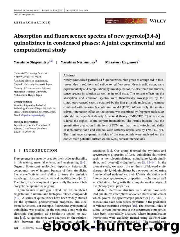 Absorption and Fluorescence Spectra of New Pyrrolo[3,4âb]Quinolizines in Condensed Phases.A Joint Experimental and Computational Study by Unknown