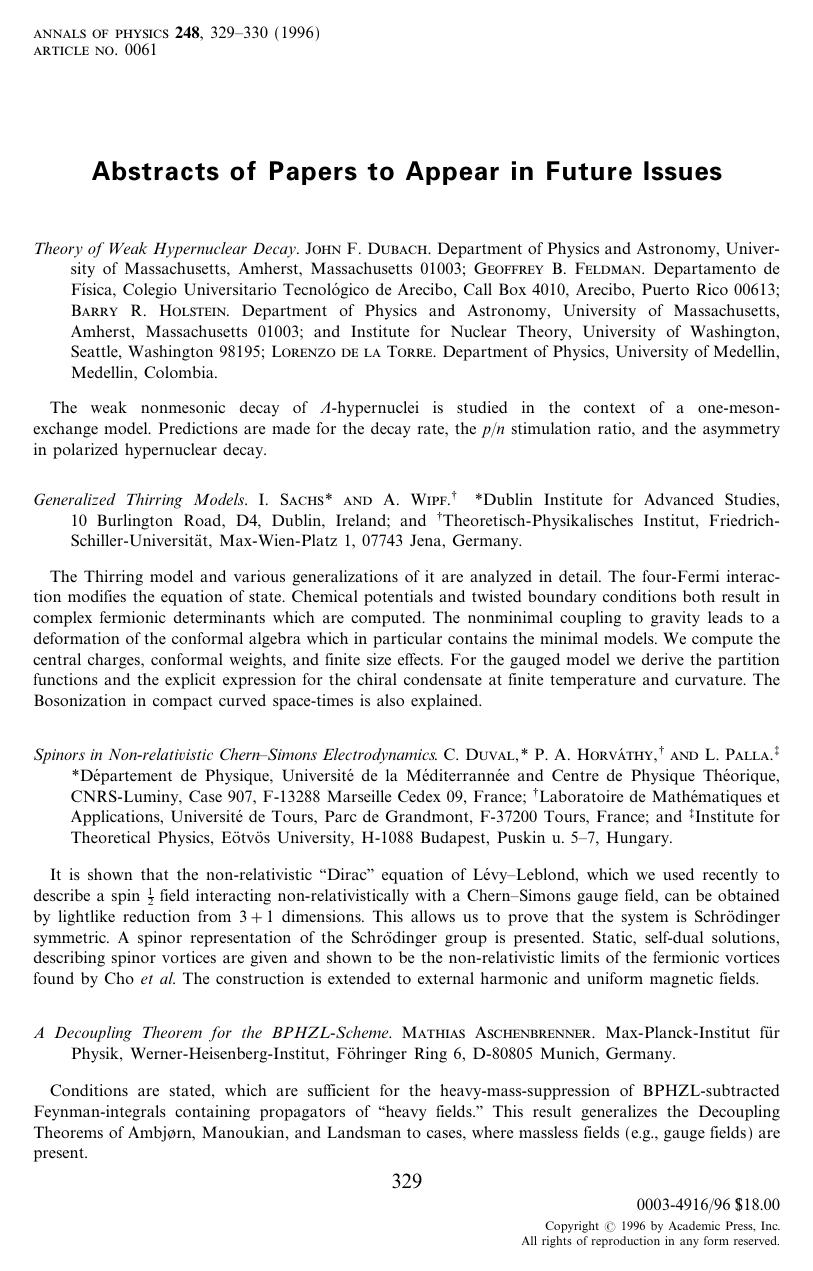 Abstracts of Papers to Appear in Future Issues by Unknown