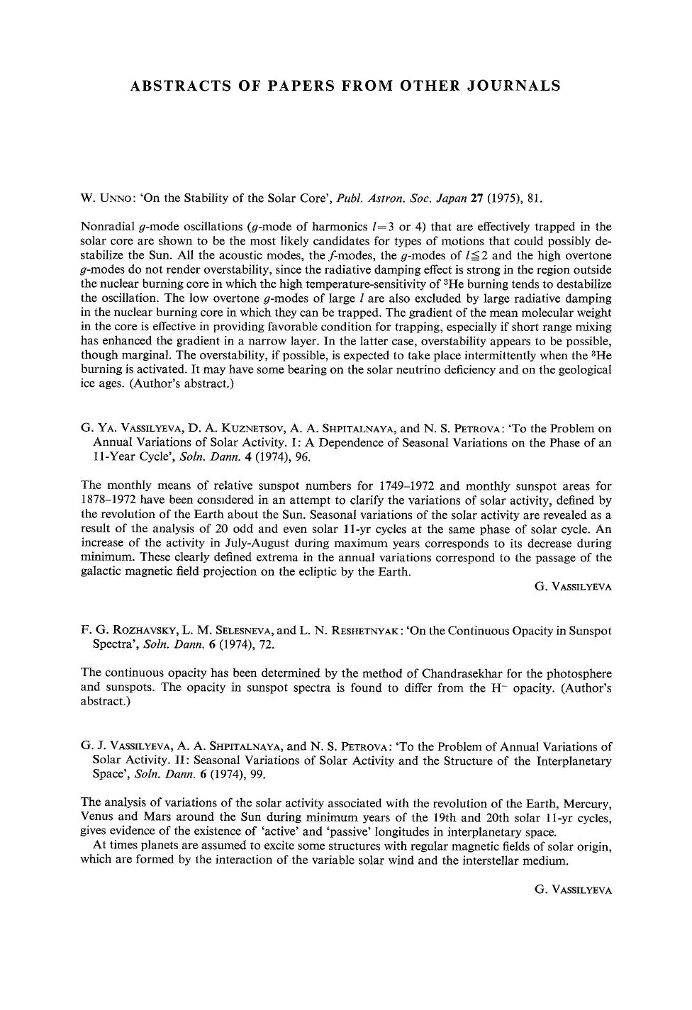 Abstracts of papers from other journal by Unknown